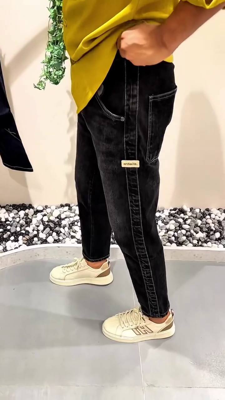 "Noir Stitch Denim Jeans with Golden Fade β A Bold Statement of Street Elegance" π€πβ‘π - Image 4