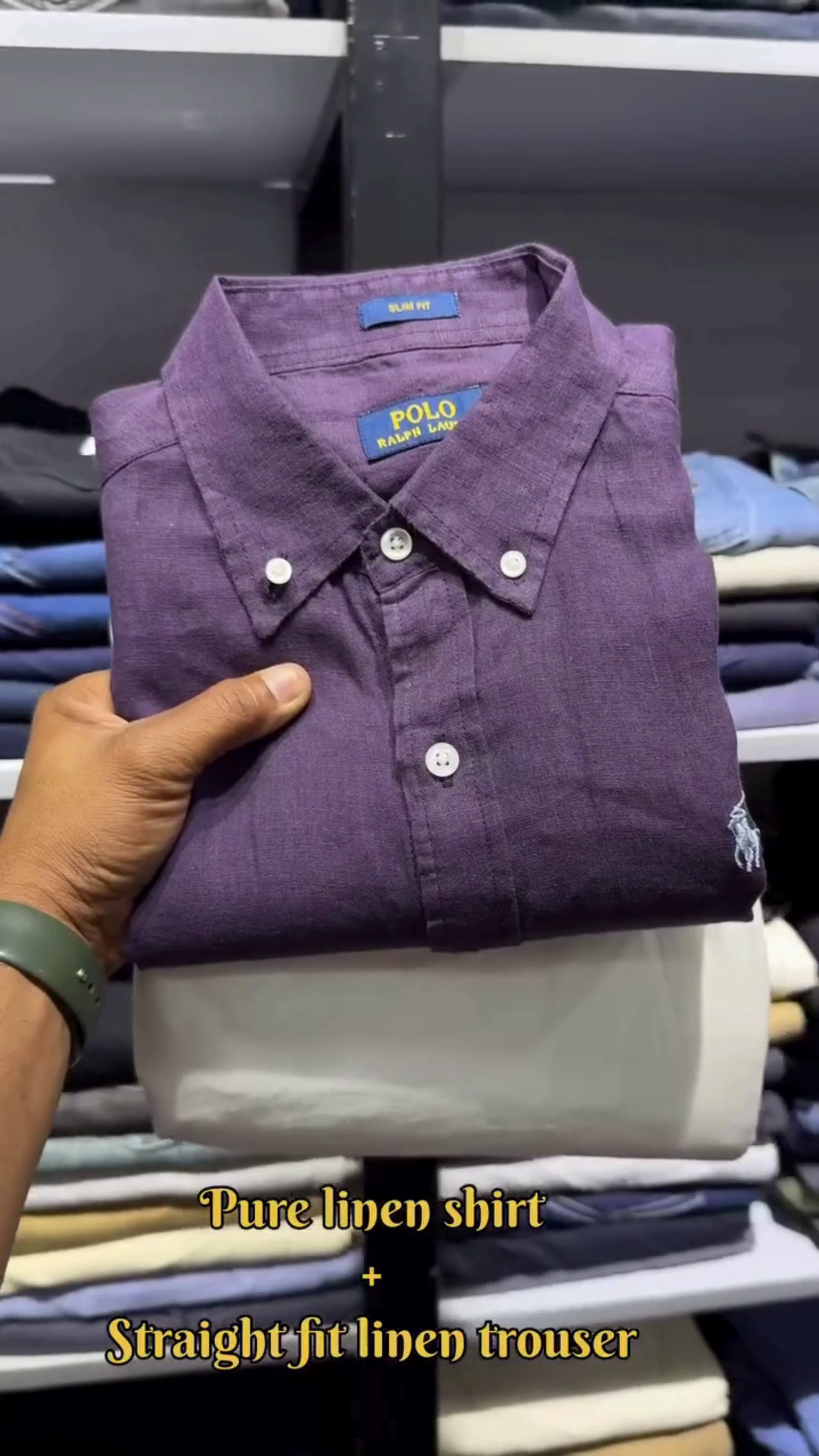 Dusty Mauve Pure Linen Shirt with Black Straight‑Fit Linen Trousers Set 💜🌿 - Image 4