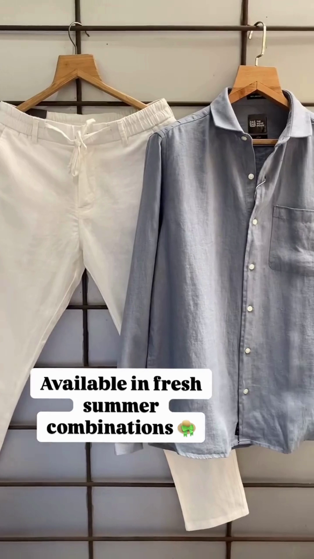 Sage Green Linen Band‑Collar Long‑Sleeve Shirt with Off‑White Drawstring Comfort Trousers Resort Co‑ord Set” 🌿 - Image 5