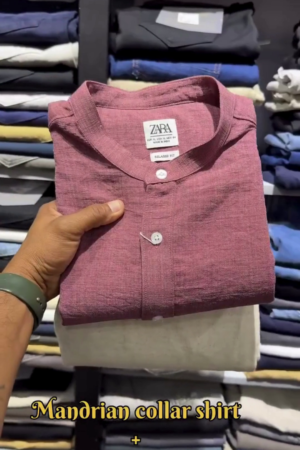 Wine Mandarin‑Collar Relaxed‑Fit Linen Shirt with Ivory Straight‑Leg Linen Trouser Co‑ord for Modern Festive & Casual Wear” 🍷