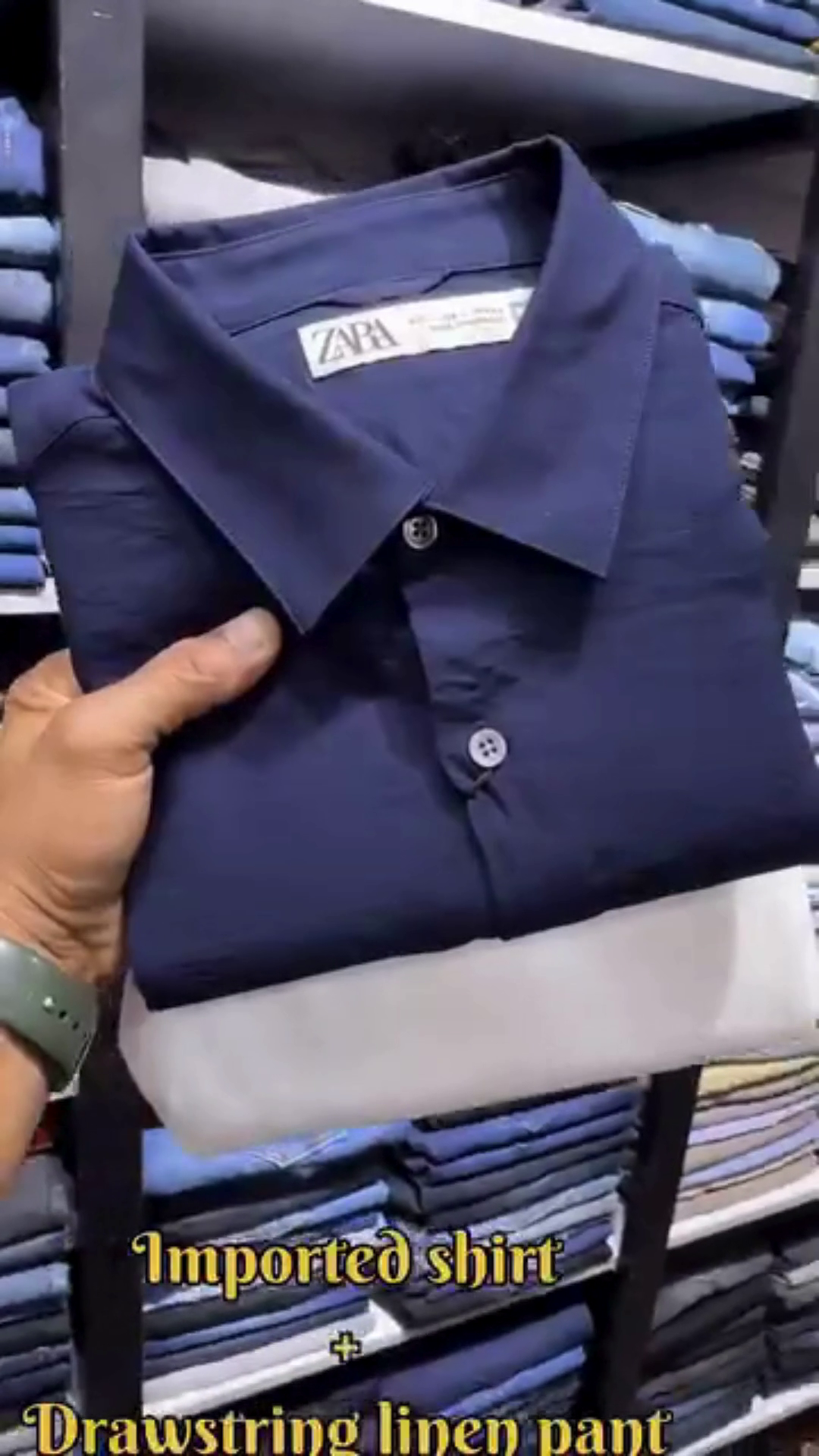 Deep Navy Imported Casual Shirt with White Drawstring Linen Comfort Trouser Co‑ord Set for Smart Vacation Wear” 💙