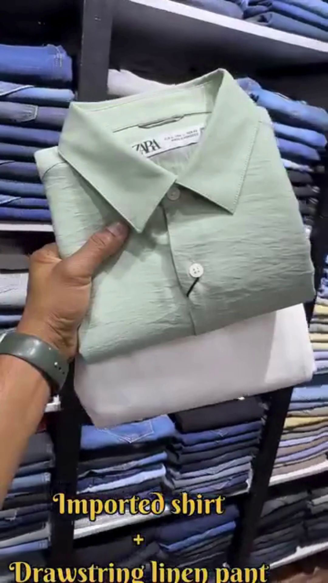 Deep Navy Imported Casual Shirt with White Drawstring Linen Comfort Trouser Co‑ord Set for Smart Vacation Wear” 💙 - Image 5