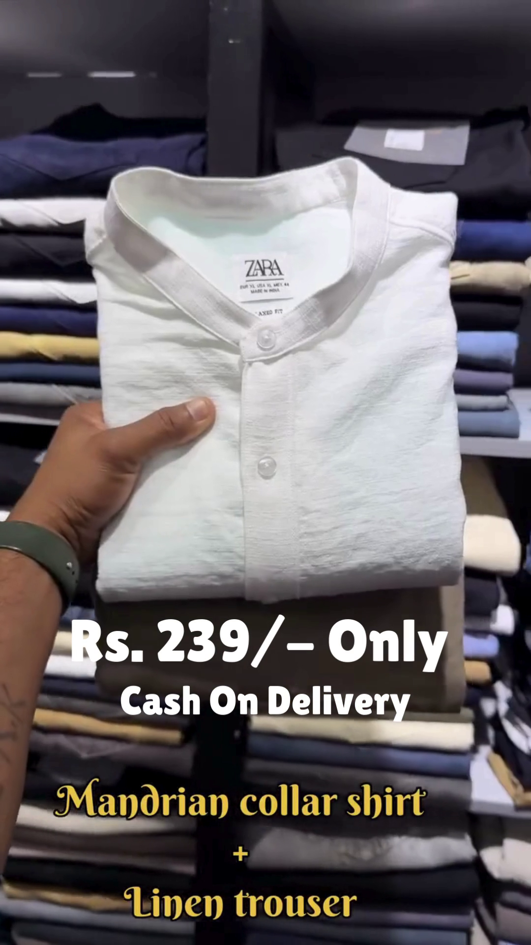 Taupe Mandarin‑Collar Relaxed‑Fit Linen Shirt with Coordinated Straight‑Fit Linen Trouser Set for Everyday Smart Casual Wear” 🤎 - Image 5