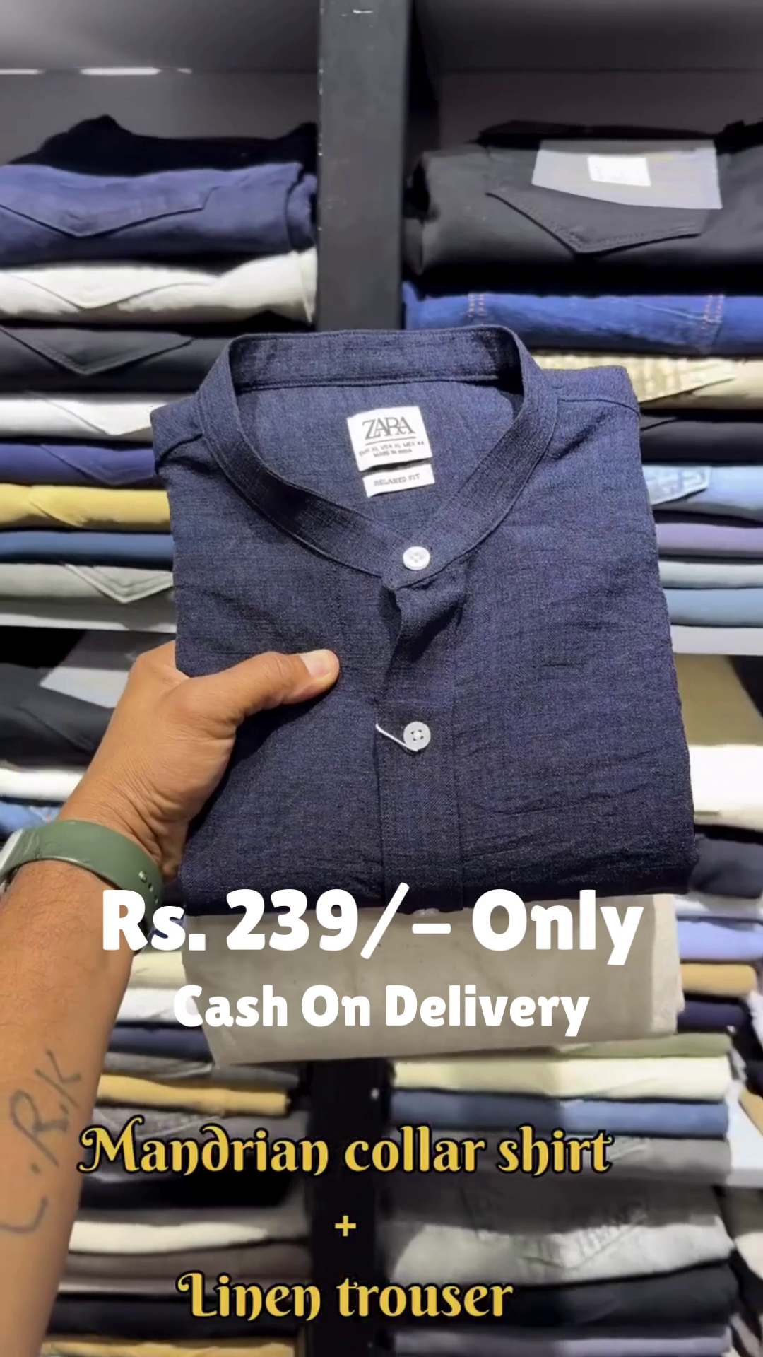 Taupe Mandarin‑Collar Relaxed‑Fit Linen Shirt with Coordinated Straight‑Fit Linen Trouser Set for Everyday Smart Casual Wear” 🤎 - Image 3