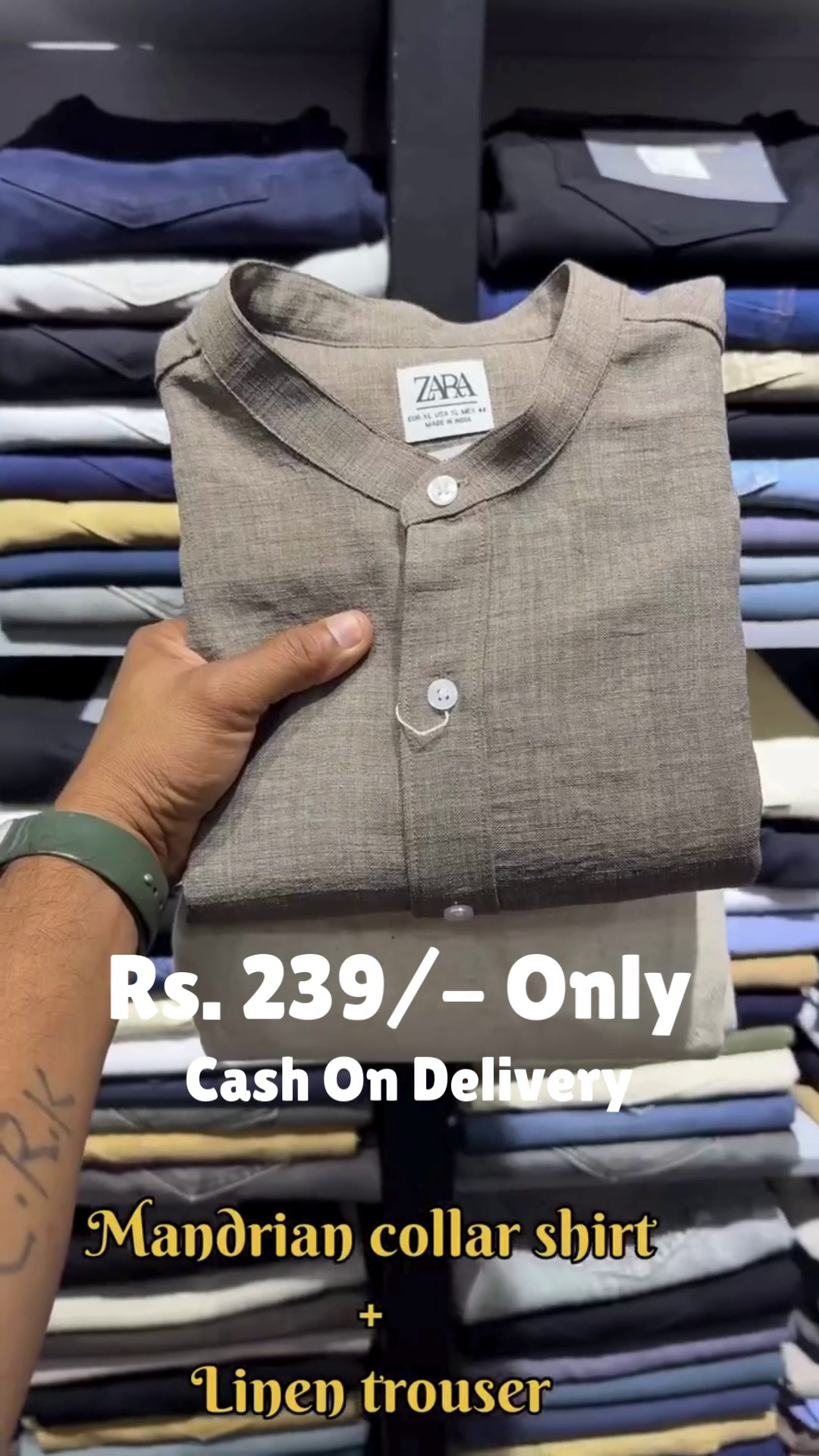 Taupe Mandarin‑Collar Relaxed‑Fit Linen Shirt with Coordinated Straight‑Fit Linen Trouser Set for Everyday Smart Casual Wear” 🤎