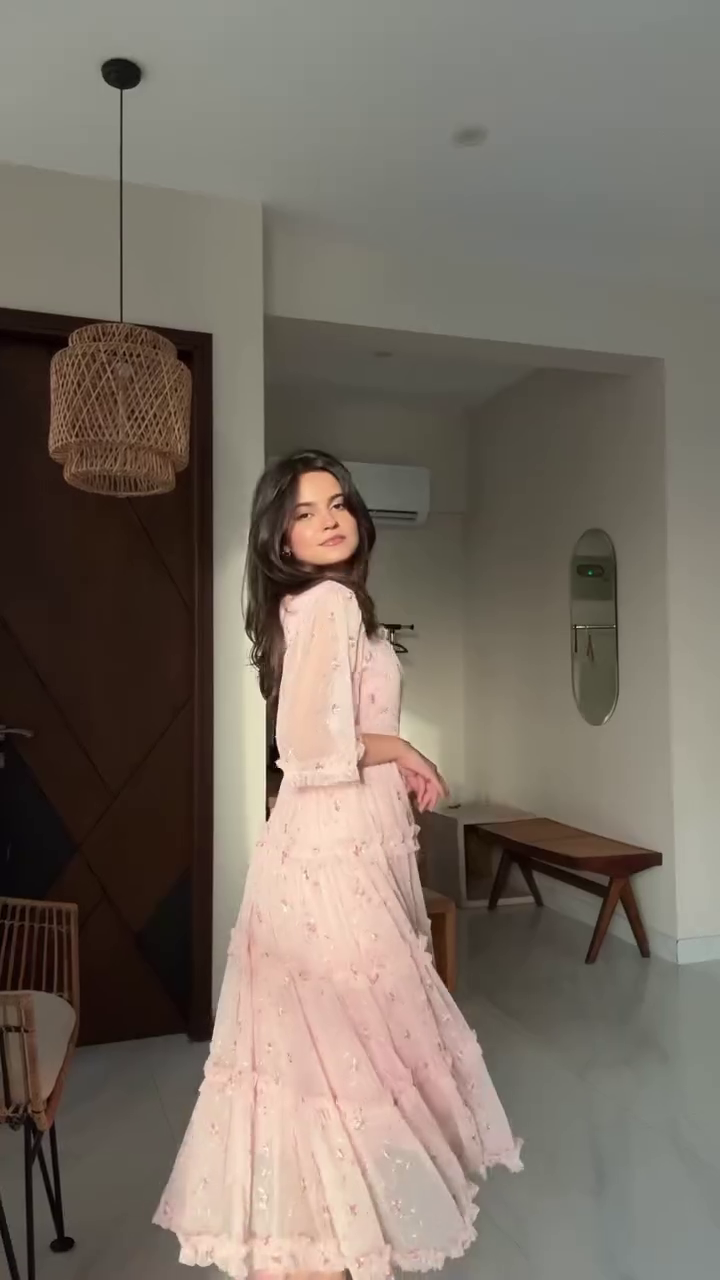 Soft Pink Puff‑Sleeve Square‑Neck Tiered Maxi Dress with Gathered Waist for Everyday & Brunch Outfits” 🌸 - Image 4