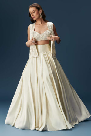 Ivory Jacket Style Lehenga Set