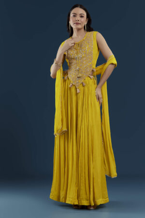 Golden Marigold Twirl Lehenga Cape Ensemble