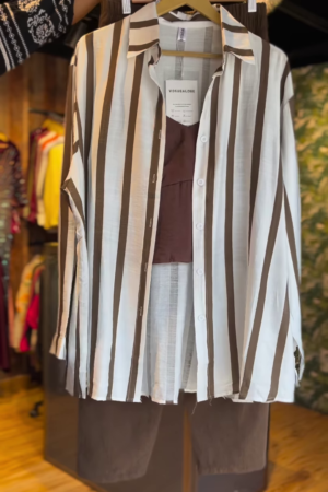 Mocha Mirage – Striped Coord Shirt Set