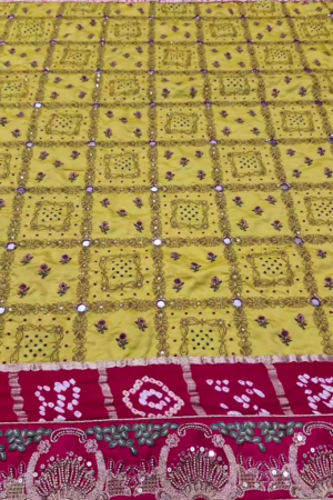 Latest New Pure Gaji Silk Hand Gotapatti Work Dupatta Sari