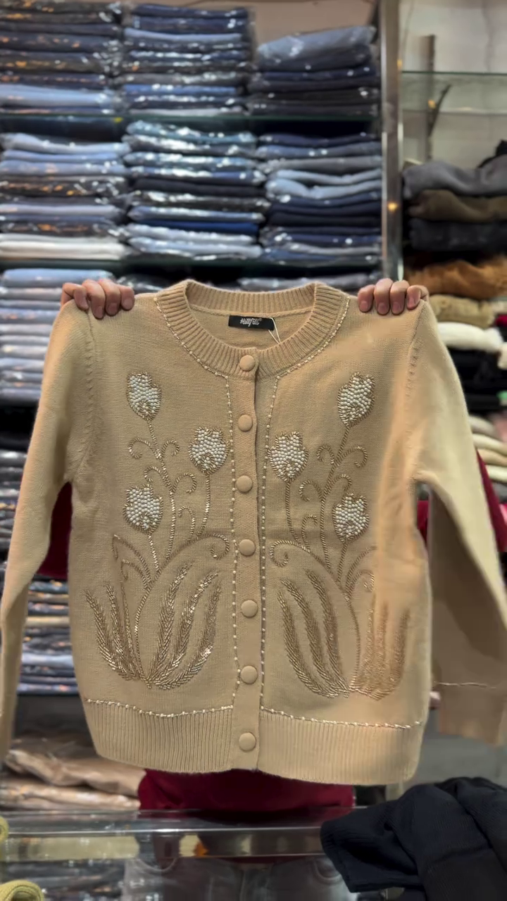 🌾Ivory Elegance Embroidered Pearl-Button Cardigan with Ornate Floral & Wheat Motif Detailing🌾 - Image 3
