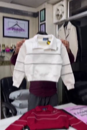 🏙️Urban Essential Cropped Polo Sweatshirt with Streamlined Stripe Detailing & Modern Collar🏙️