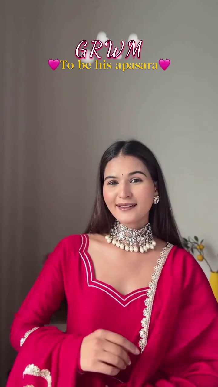 Apsara Enchantment β€οΈ Red Embroidered Anarkali Set with Circular Motif Dupatta & Statement Jewelry β Divine Diva Edition π«π" - Image 4