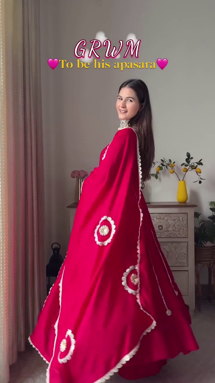 Apsara Enchantment β€οΈ Red Embroidered Anarkali Set with Circular Motif Dupatta & Statement Jewelry β Divine Diva Edition π«π" - Image 2