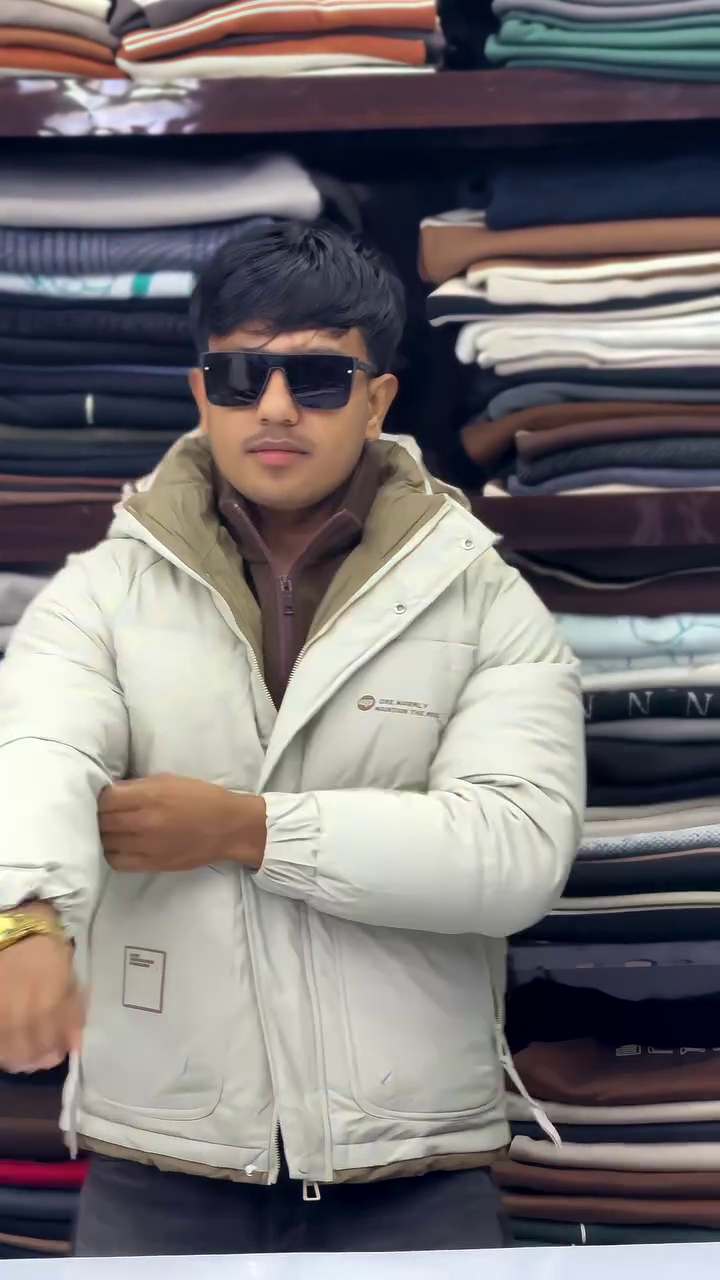 Ivory Heavy Puffer Jacket with Detachable Hood, Front Zip Closure and Utility Pockets for Men’s Extreme Winter Wear” ❄️ - Image 2