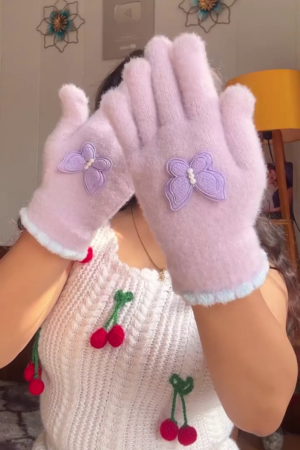 ✨Cute Soft Warm Winter Half Finger Woolen Gloves With Adorable Cartoon Design For Girls & Women✨