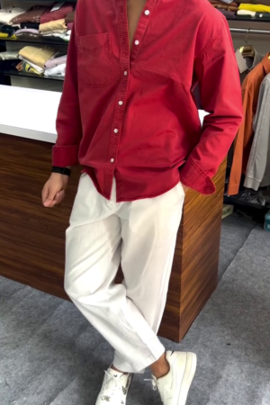 Scarlet Drift Casual Shirt 🌺👟 | Cloudwalk Contrast Edition